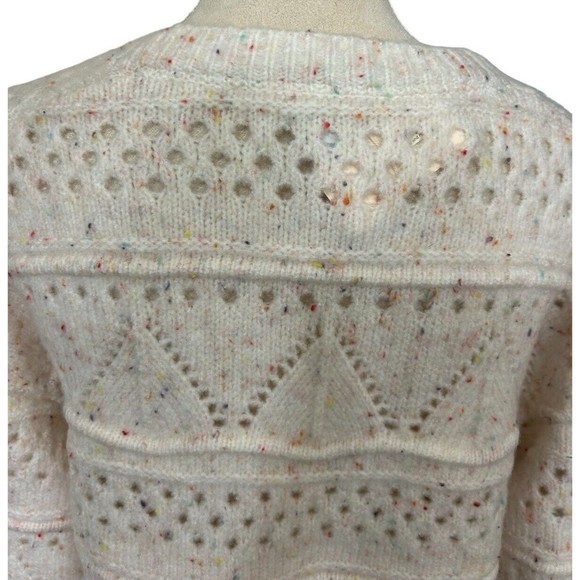 Sundance Minnie Oversized Speckled Cream V-neck Stretch Open Knit Sweate… - Picture 7 of 9